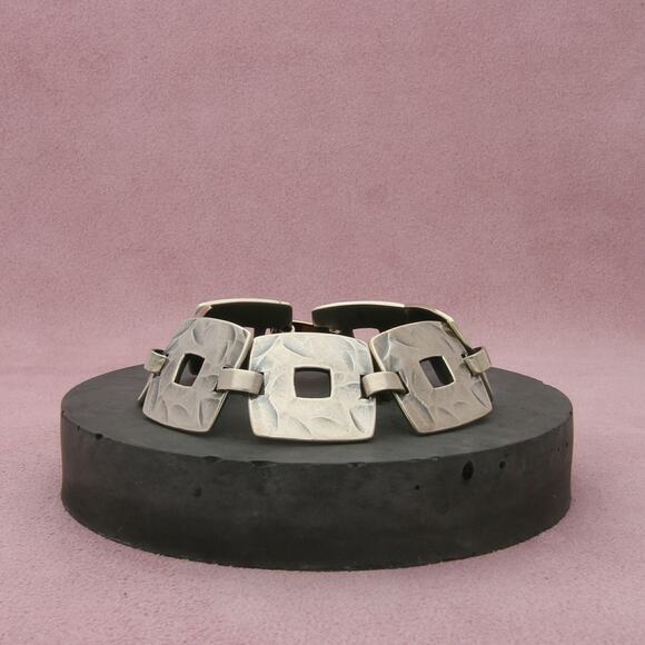 james avery sterling silver retired hammered square link bracelet size 7in - Picture 1 of 3
